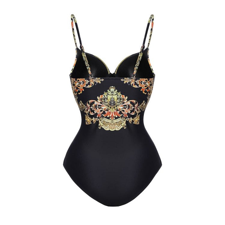 Damen Einteiler Badeanzug mit elegantem Design und passendem Wickeltuch Echo Archiv
