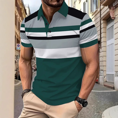 Herren Poloshirt mit modernem Streifenmix Echoarchiv