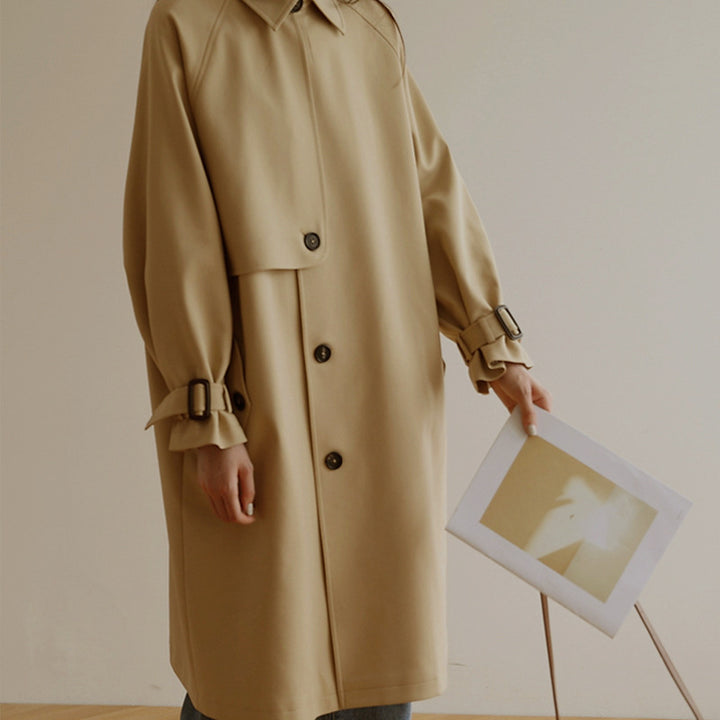 Damen Midi-Oversize Trenchcoat mit Sturmklappe und verstellbaren Manschetten Echo Archiv