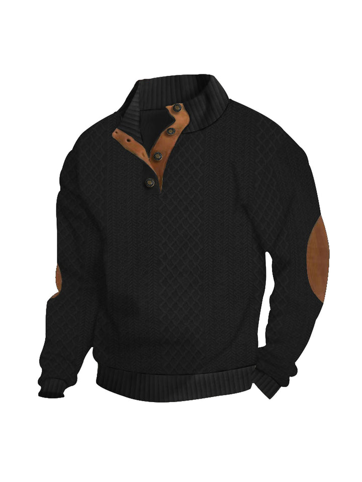 Herren Strickpullover mit meliertem Muster und Knopfleiste Echoarchiv