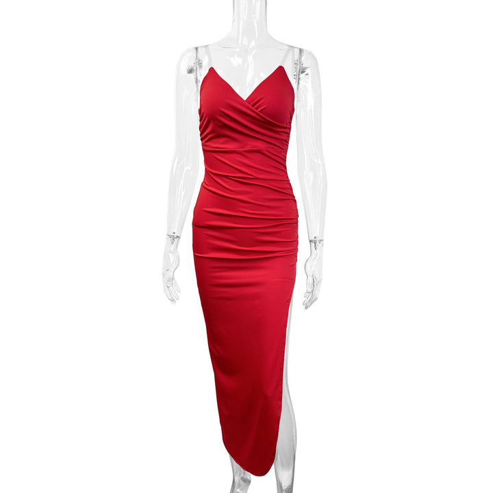 Damen Elegantes Maxikleid mit seitlichem Schlitz und feinen Trägern Echo Archiv