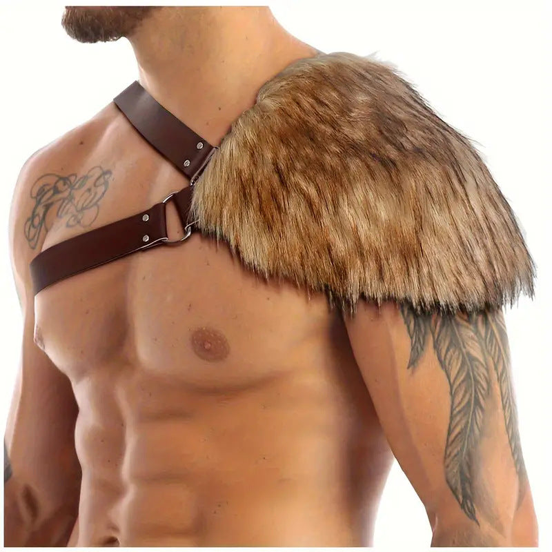 Herren Schulter-Harness mit abnehmbarem Kunstpelz-Schulterbesatz und verstellbaren Lederriemen Echo Archiv