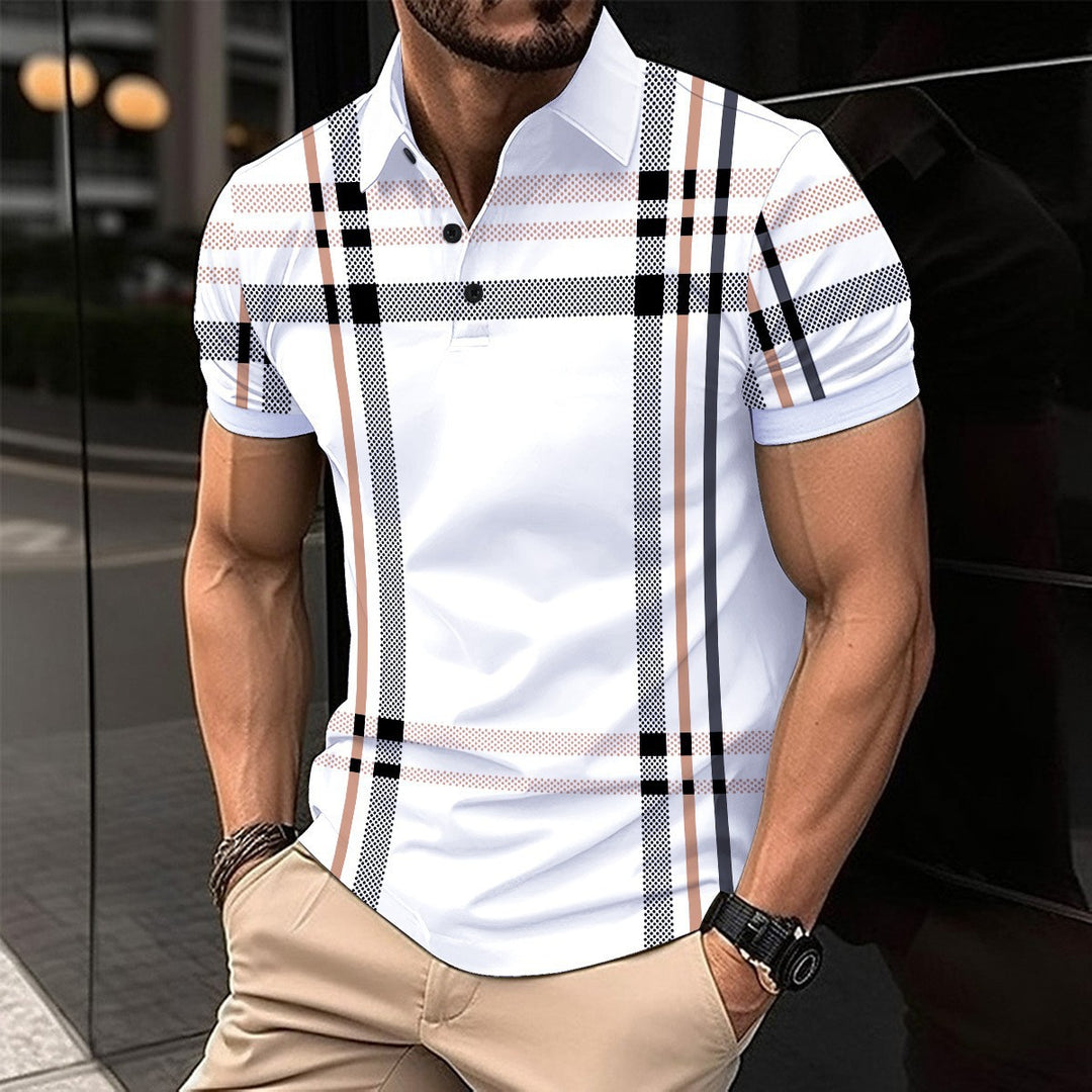Herren modisches Polohemd mit auffälligem Karodesign Echoarchiv
