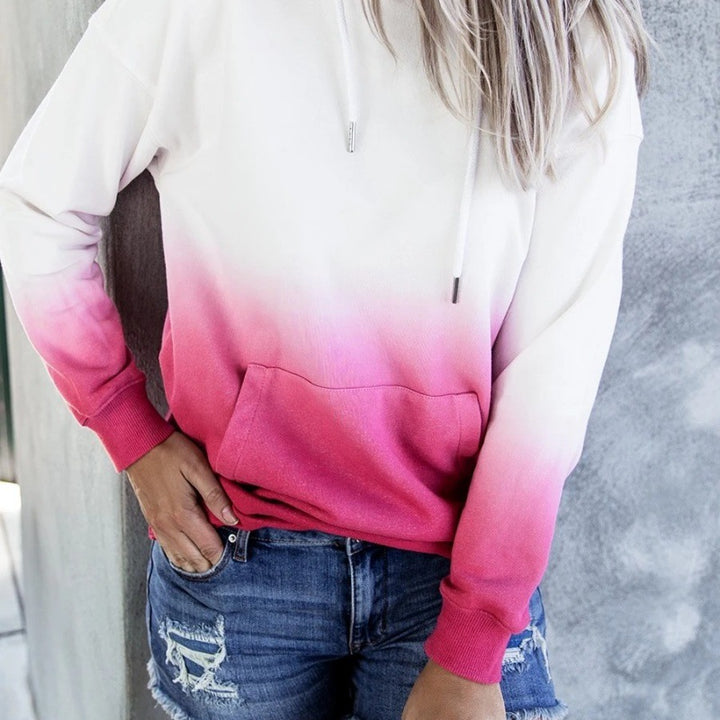 Damen Oversize Kapuzenpullover mit Dip-Dye Farbverlauf und Kängurutasche – Auréline