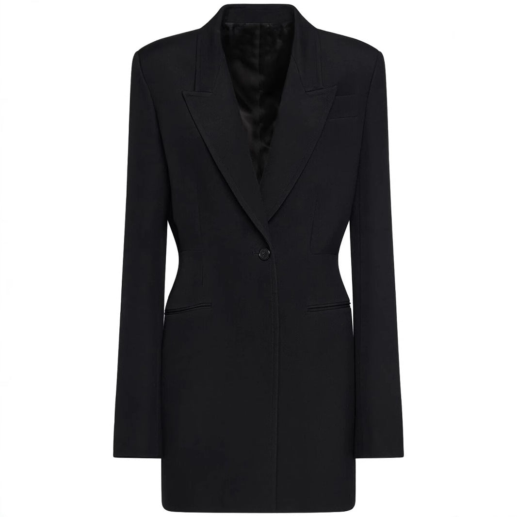 Damen Einreihiger Longblazer mit taillierter Silhouette und weiter Palazzohose Echoarchiv