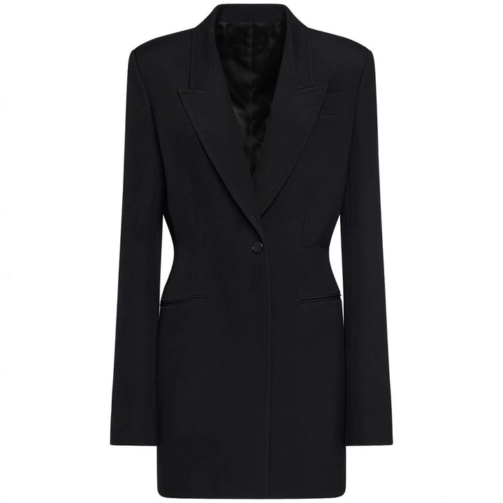 Damen Einreihiger Longblazer mit taillierter Silhouette und weiter Palazzohose Echoarchiv