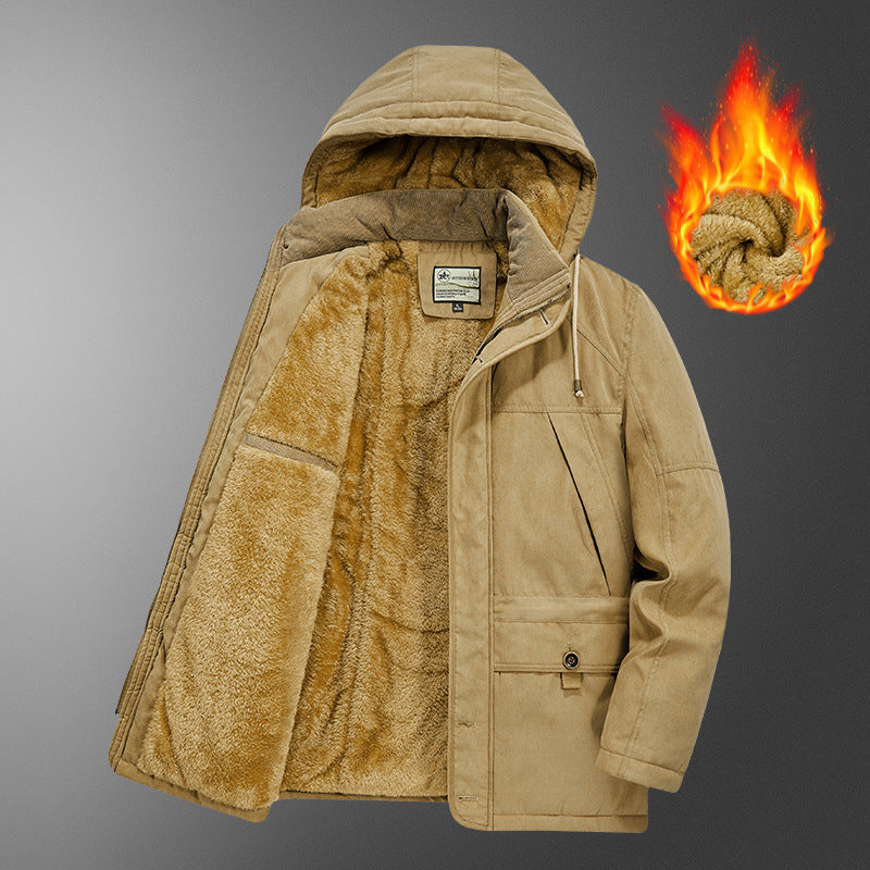 Herren gefütterter Kapuzenparka mit Thermo-Teddyfutter, winddichter Baumwollmix-Außenschale und Mehrfachtaschen Echo Archiv