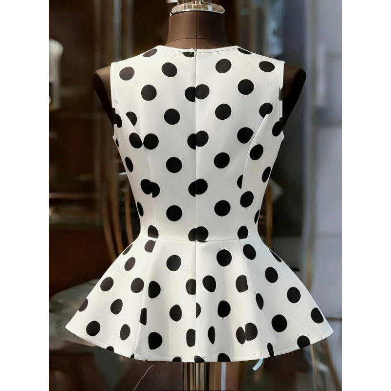 Damen Peplum-Oberteil mit modernen Punkten Echo Archiv