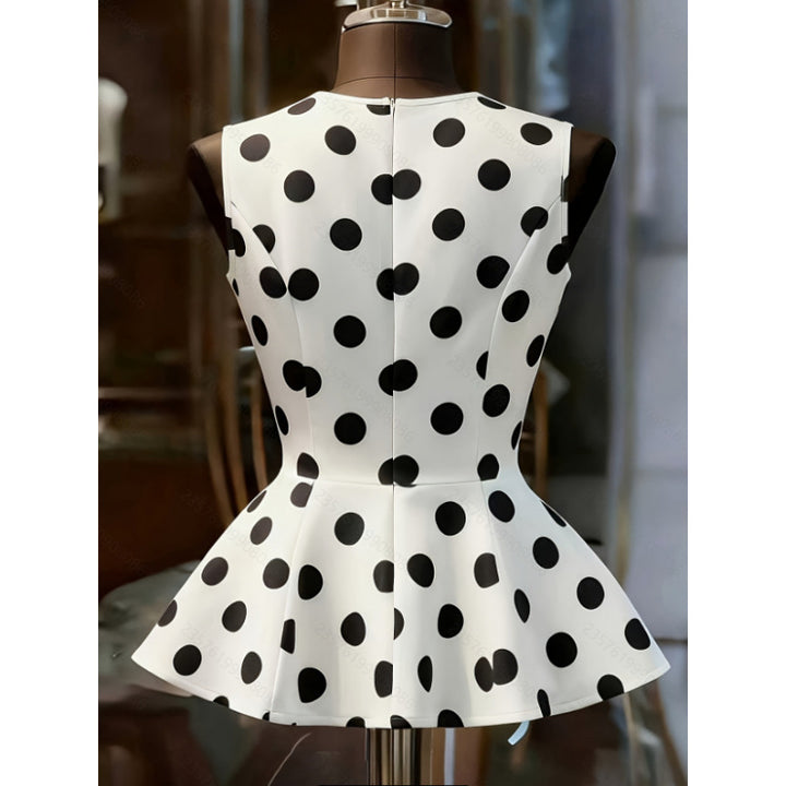 Damen Peplum-Oberteil mit modernen Punkten Echo Archiv