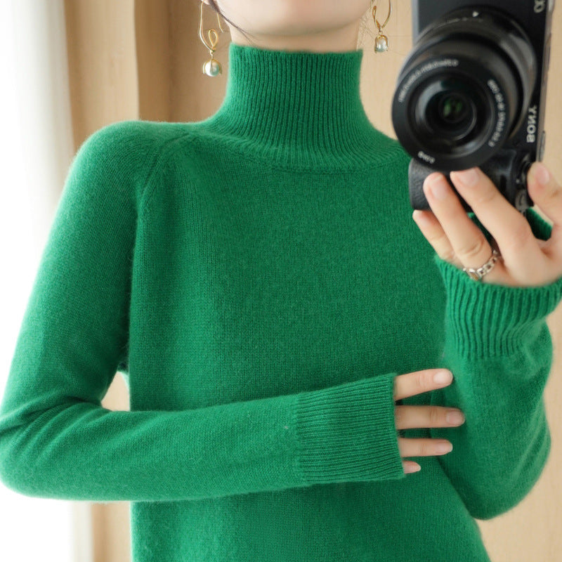 Damen Luxus-Feinstrick-Rollkragenpullover mit Daumenlochbündchen und femininer Schulterpasse Echoarchiv