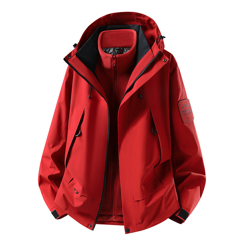 Unisex wasserfeste zweilagige Softshell-Regenjacke mit herausnehmbarem Fleecefutter und Kapuze Echoarchiv