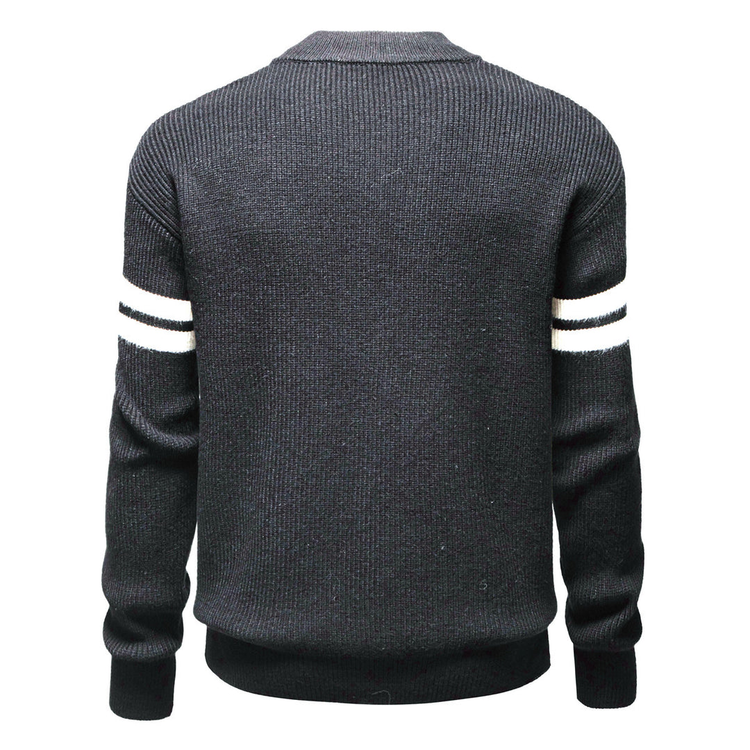 Herren Strickjacke mit modernem Zipper und dekorativem Streifenmuster Echoarchiv