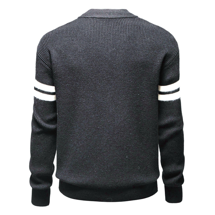 Herren Strickjacke mit modernem Zipper und dekorativem Streifenmuster Echoarchiv