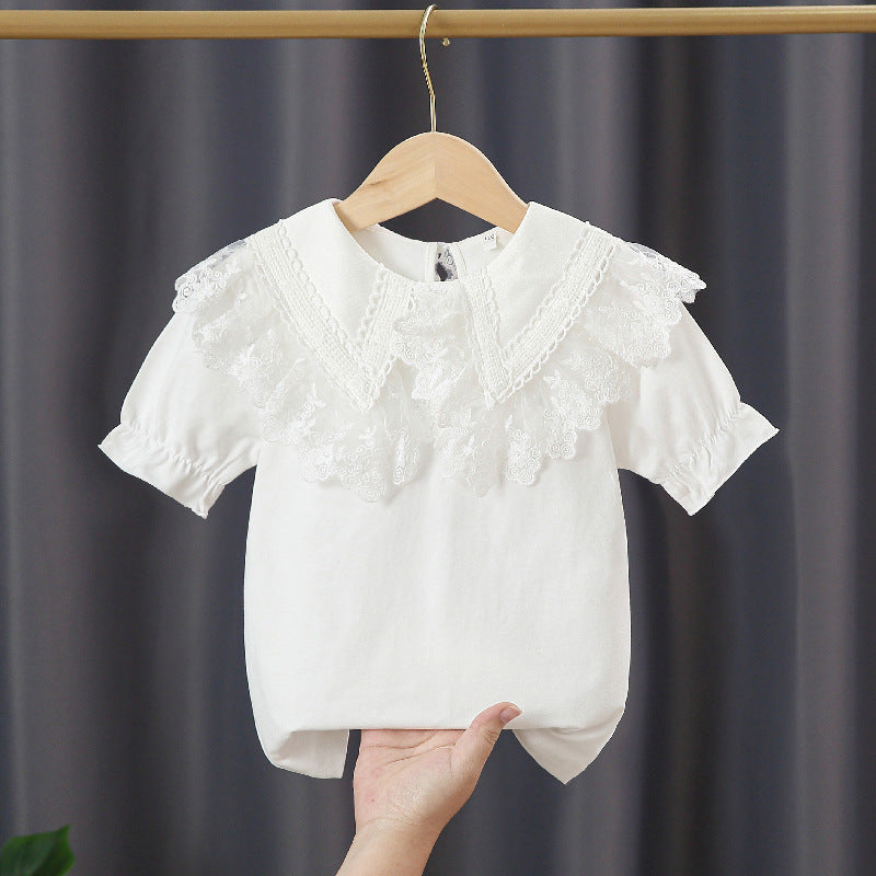 Mädchen Bluse mit Spitzenkragen und Rüschendetails Echo Archiv