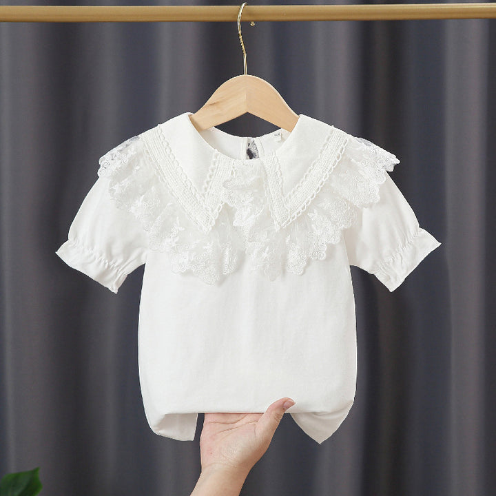 Mädchen Bluse mit Spitzenkragen und Rüschendetails Echo Archiv