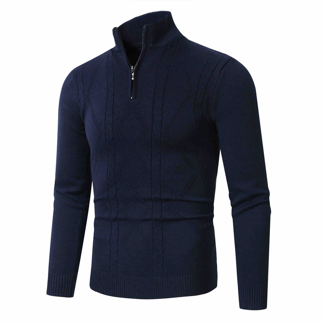Herren Halbzip-Pullover aus Feinstrick mit geripptem Stehkragen Echo Archiv