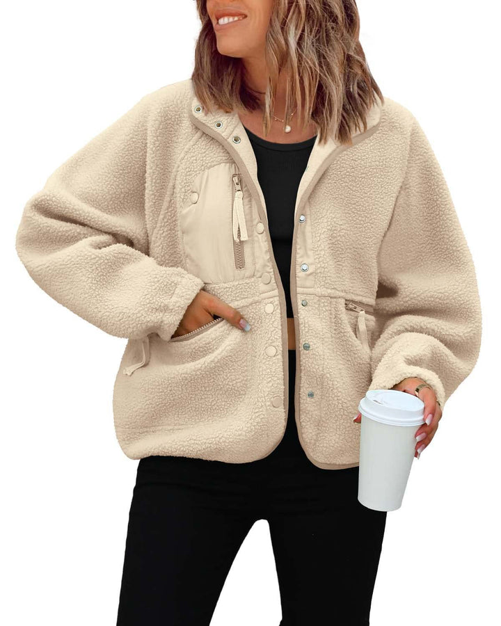 Damen kuschelige Fleecejacke mit praktischen Taschen Echoarchiv