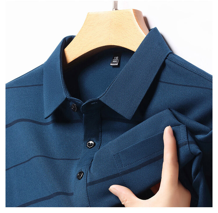 Herren elegantes Kurzarm-Poloshirt mit modischem Streifenmuster Echoarchiv