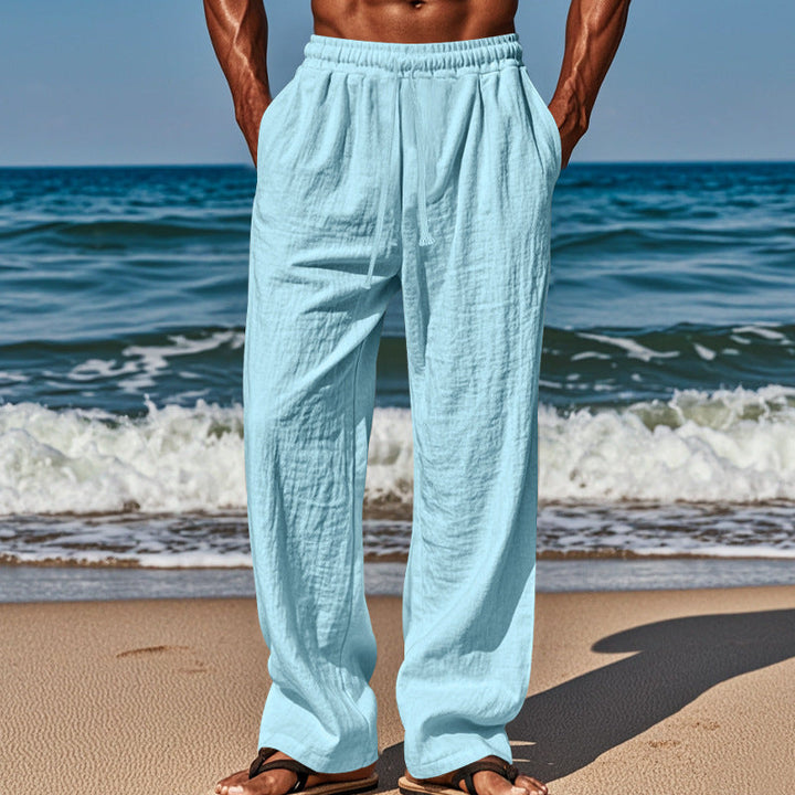 Herren nan luftige Strandhose aus Baumwoll-Leinen mit Tunnelzug und Seitentaschen Echoarchiv