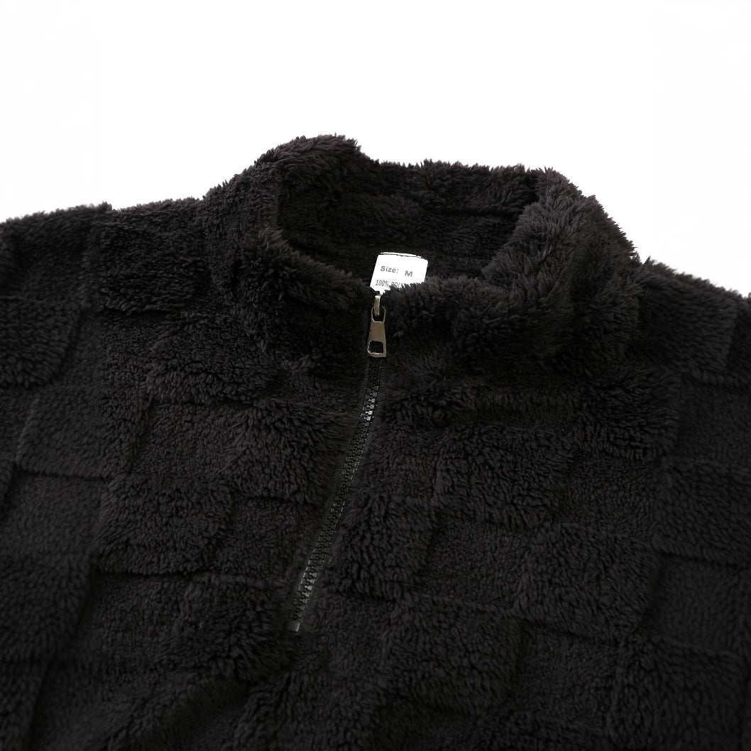Herren Fleece-Pullover mit Reißverschluss und strukturiertem Design Echoarchiv