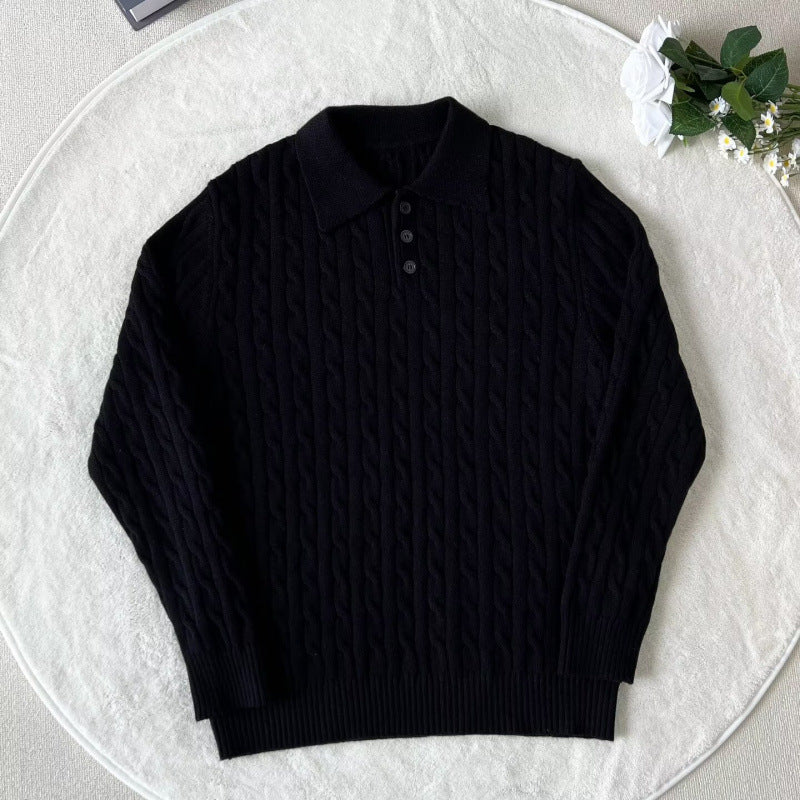 Herrenmode Strick-Polo-Shirt mit Kabelmuster Echo Archive