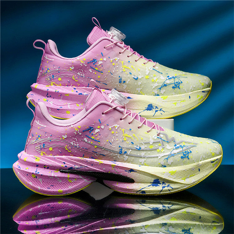 Unisex künstlerische Laufsneaker mit Spritzlack‑Design, reaktiver Hohlkern‑Dämpfung und Drehverschluss – Tavélo