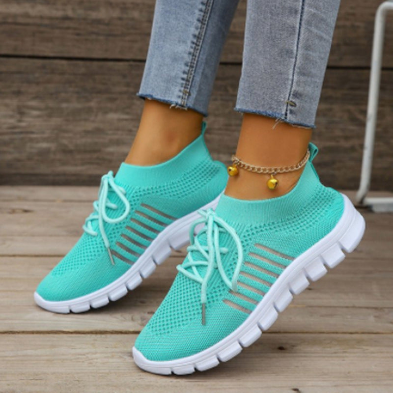 Damen nan gestrickte Sock-Sneaker mit elastischem Schaft, dekorativer Schnürung und flexibler Profilsohle Echo Archiv