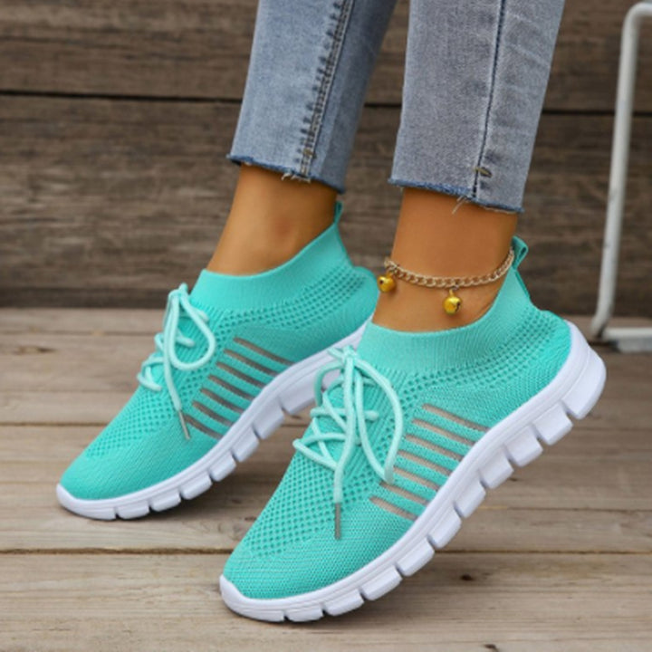 Damen nan gestrickte Sock-Sneaker mit elastischem Schaft, dekorativer Schnürung und flexibler Profilsohle Echo Archiv
