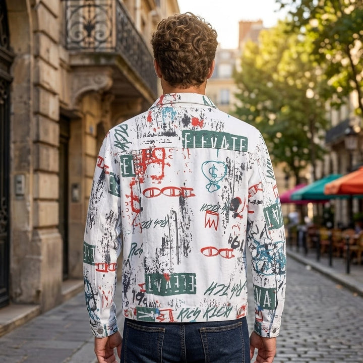 Herren Modische Jacke mit grafischen Prints Echoarchiv