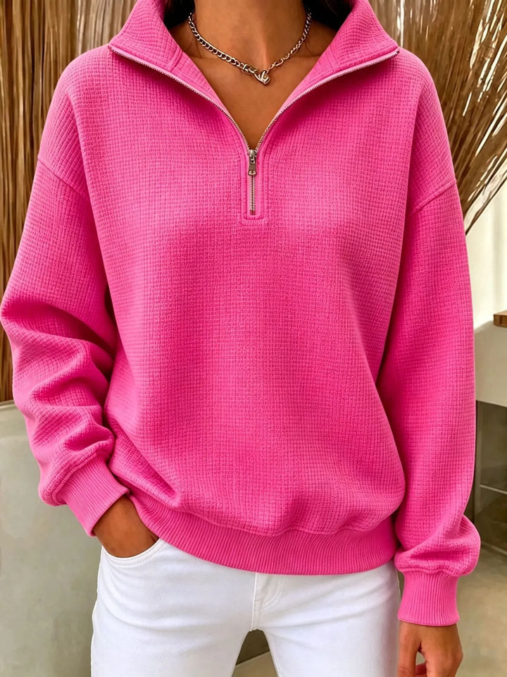 Damen Stepp-Fleece-Pullover mit halbem Reißverschluss und Stehkragen Echo Archiv