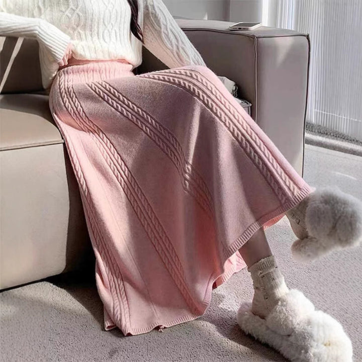 Damen Langer Strickrock mit feinem Rippmuster Echo Archiv