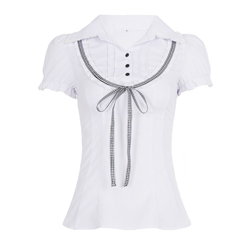 Damenbluse mit Rüschendetails und kontrastierendem Halsband Echo Archiv