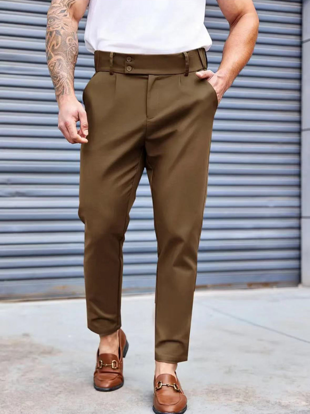 Herren Elegante Chinohose mit elastischem Bund und klassischem Schnitt Echoarchiv