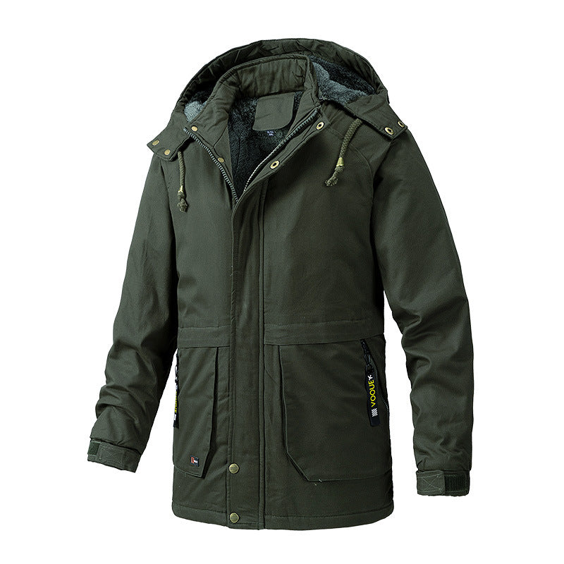 Herren Canvas-Parka mit Sherpa-Innenseite, verlängerter Schnitt und Utility-Ärmeltasche Echoarchiv