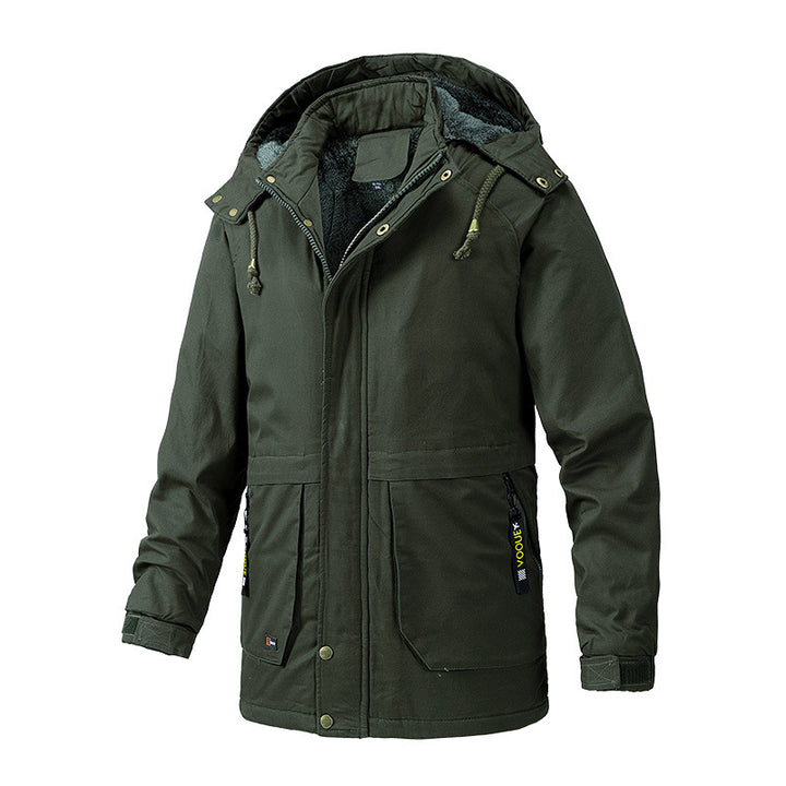 Herren Canvas-Parka mit Sherpa-Innenseite, verlängerter Schnitt und Utility-Ärmeltasche Echoarchiv