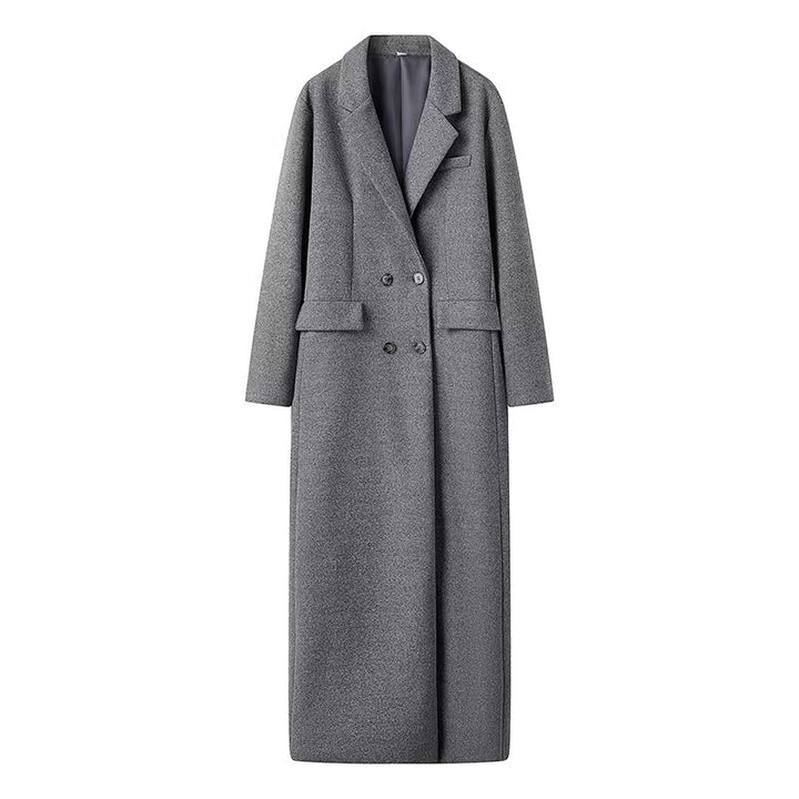 Damen extra langer Oversize-Wollmix-Mantel mit Schalkragen, doppelreihiger Knopfleiste und aufgesetzten Pattentaschen – Montévia