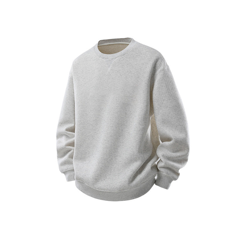 Herren Oversize Waffelstrick-Sweatshirt mit Rundhals, verlängertem Rückensaum und gerippten Bündchen Echo Archiv