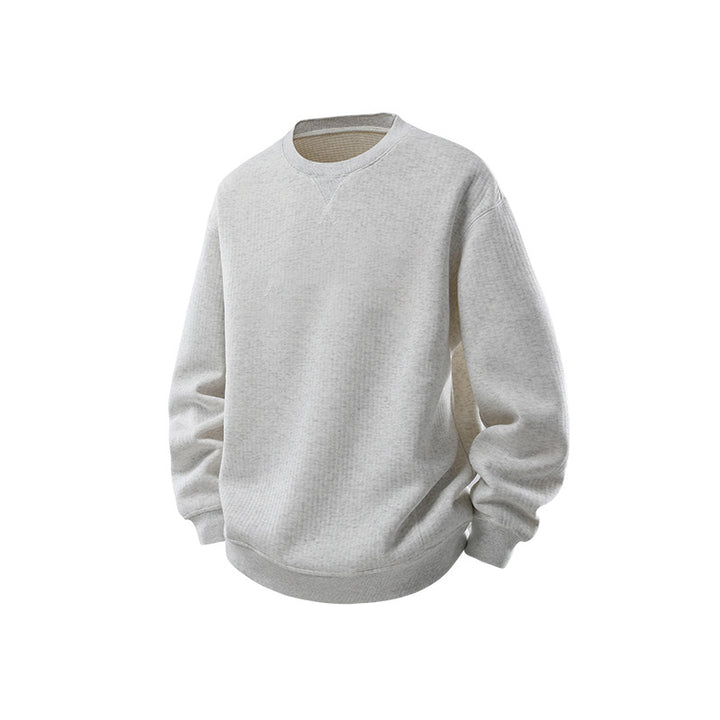 Herren Oversize Waffelstrick-Sweatshirt mit Rundhals, verlängertem Rückensaum und gerippten Bündchen Echo Archiv