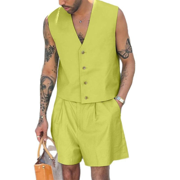 Damen elegantes ärmelloses Blazerset mit Shorts Echoarchiv