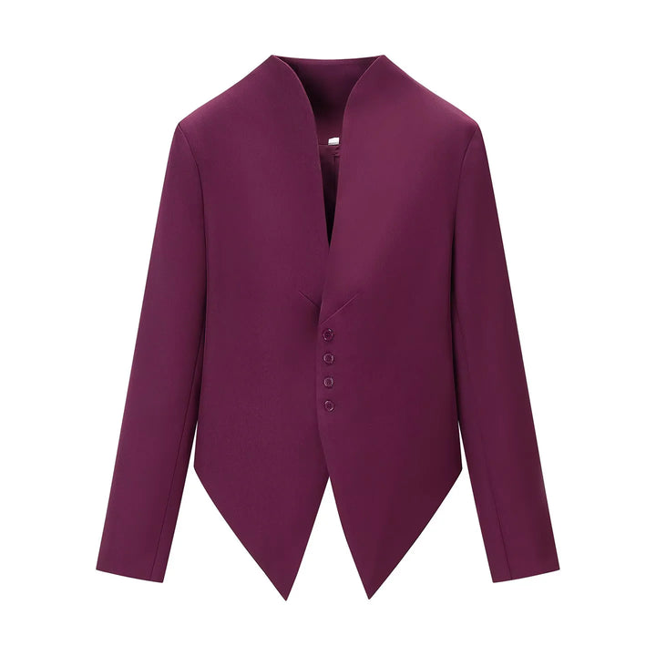 Damen taillierter Blazer mit Stehkragen, asymmetrischem Zipfelsaum und Knopfleiste – Valéne