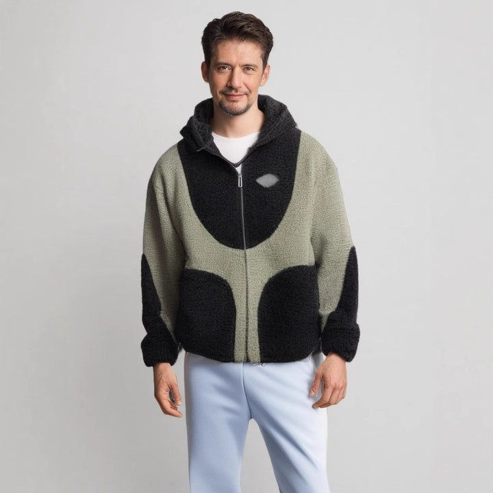 Herren Gemütliche Teddyjacke mit Kontrastnähten Echoarchiv