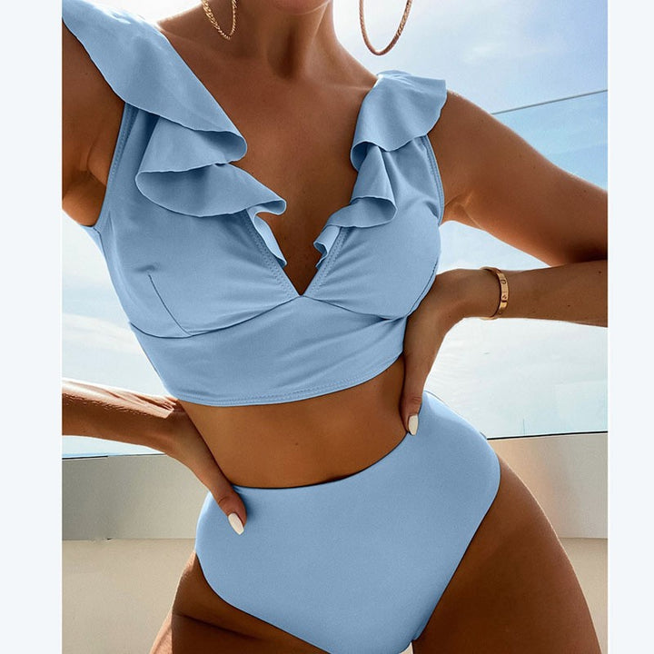 Damen Bikini mit elegantem Rüschendesign und hoch geschnittenem Höschen Echo Archiv
