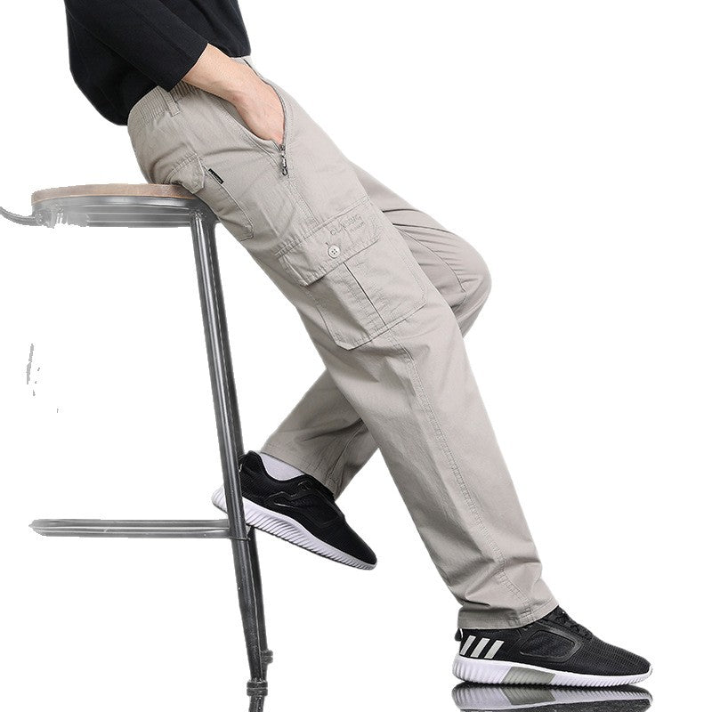 Herren Lockere Cargohose mit elastischem Bund, Multifach‑Taschen & geradem Bein Echo Archiv