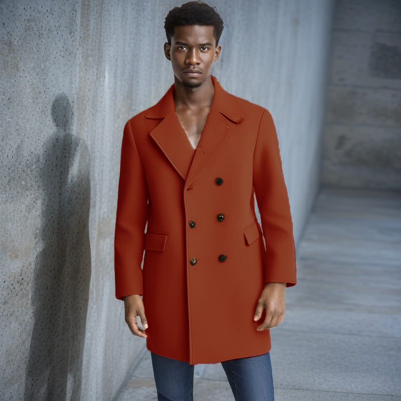 Herren eleganter Doppelreiher-Mantel mit modernem Schnitt und praktischen Taschen Echoarchiv