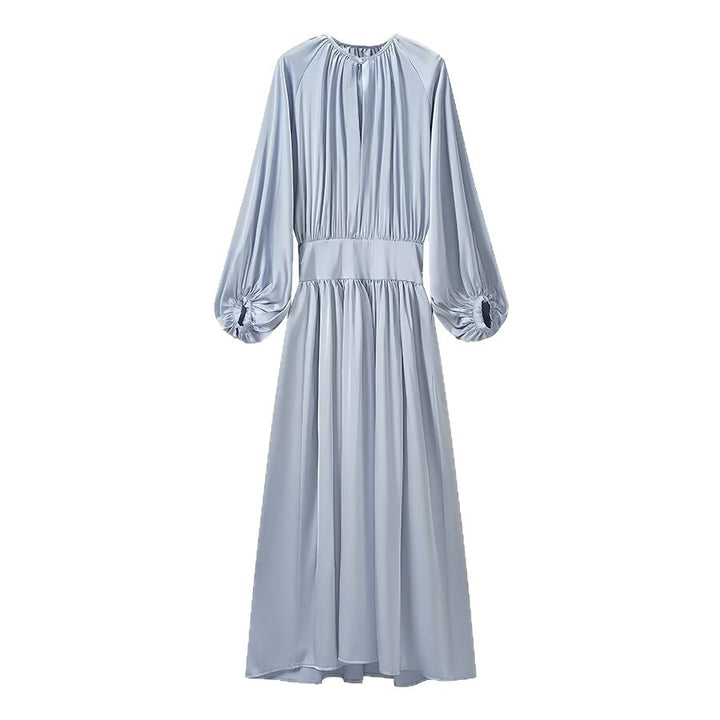 Damen Midaxi-Kleid aus Satinoptik mit geraffter Taillenblende und voluminösen Ballonärmeln Echo Archiv