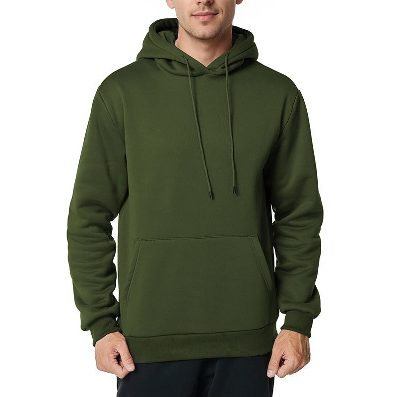 Herren minimalistischer Kapuzenpullover mit weichem Fleece-Innenfutter und Kängurutasche – Cavarno