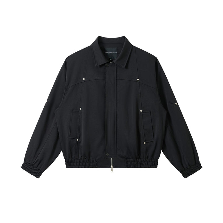 Unisex Kurz geschnittene technische Blousonjacke mit verdeckter Frontblende und elastischem Saum Echoarchiv