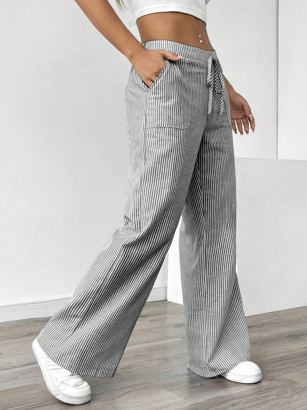 Damen nan weite Baumwoll-Loungehose mit Tunnelzug und Seitentaschen Echo Archiv