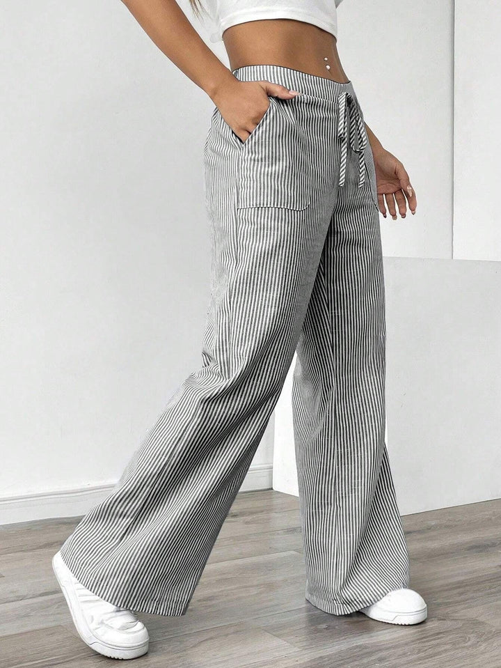 Damen nan weite Baumwoll-Loungehose mit Tunnelzug und Seitentaschen Echo Archiv