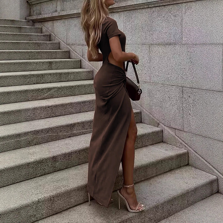 Damen Maxikleid mit seitlichem Schlitz und Knoteinsatz Echo Archiv